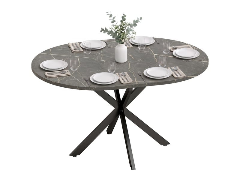  Table à manger extensible 4 à 6 personnes effet marbre noir 100-135 x 100 x 75 cm  - Conforama B