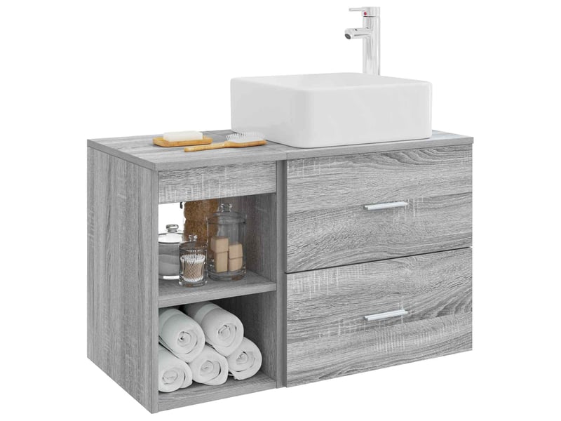 Ensemble de mobilier de salle de bain 2 pcs sonoma gris shl428 - Conforama C