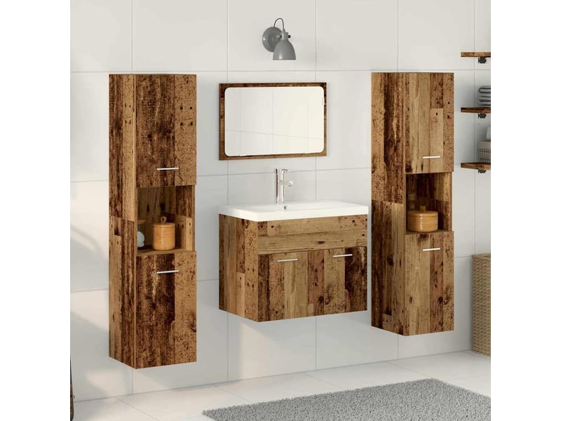 Ensemble de mobilier de salle de bain 4 pièces bois ancien cf64537 - Conforama B