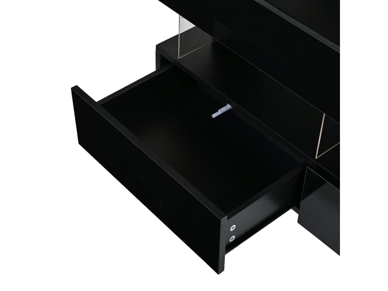  Table basse relevable 100 x 50 x 46 cm en mdf et acrylique avec rangement, 2 tiroirs et led noire chicfurn  - Conforama E