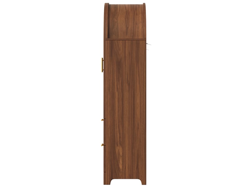  Vitrine 80x40x175 cm, espace de rangement, portes en verre, 2 tiroirs, meuble pratique, salon, en verre et mdf, noyer  - Conforama D