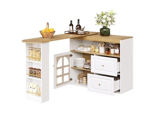 Bar coloris blanc <strong>MERAX</strong> <strong>table de bar blanc</strong> - 204 cm
