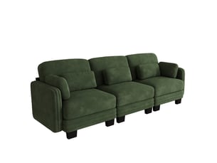 Canapé droit compressé fixe MODFU 3 places Tissu vert