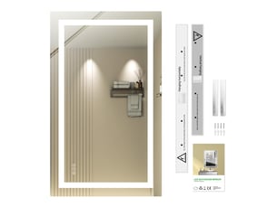 Miroir led 100 x 60 cm, miroir lumineux mural, fonction antibuée, 3 températures de couleur 3000k4500k6000k, luminosité réglable, rectangulaire