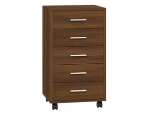 Armoire à tiroirs, rangement bureau avec roulettes chêne marron bois d'ingénierie