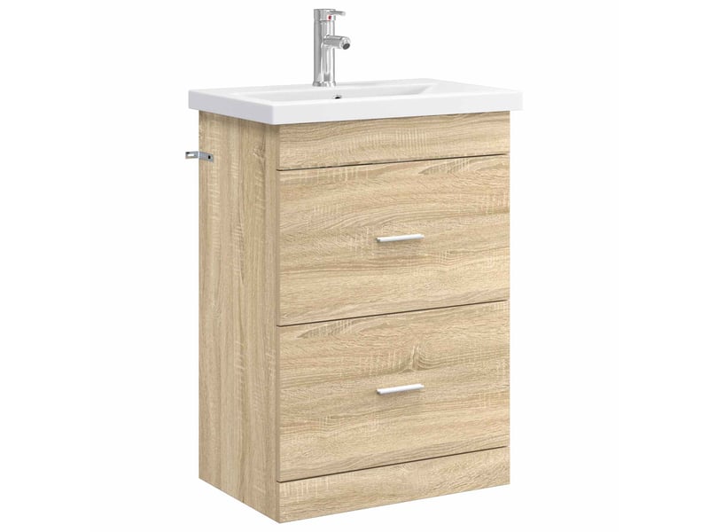  Ensemble de mobilier de salle de bain chêne sonoma shl347  - Conforama A
