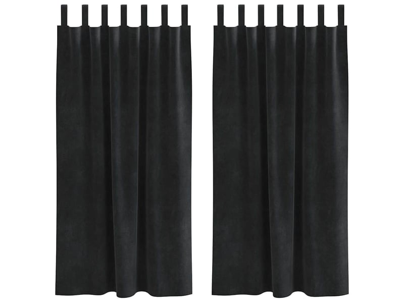  Lot de 2 rideaux, rideaux de fenêtre noir 140 x 175 cm velours cf44094  - Conforama A