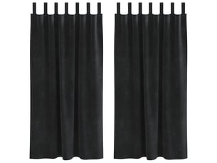 Lot de 2 rideaux, rideaux de fenêtre noir 140 x 175 cm velours cf44094