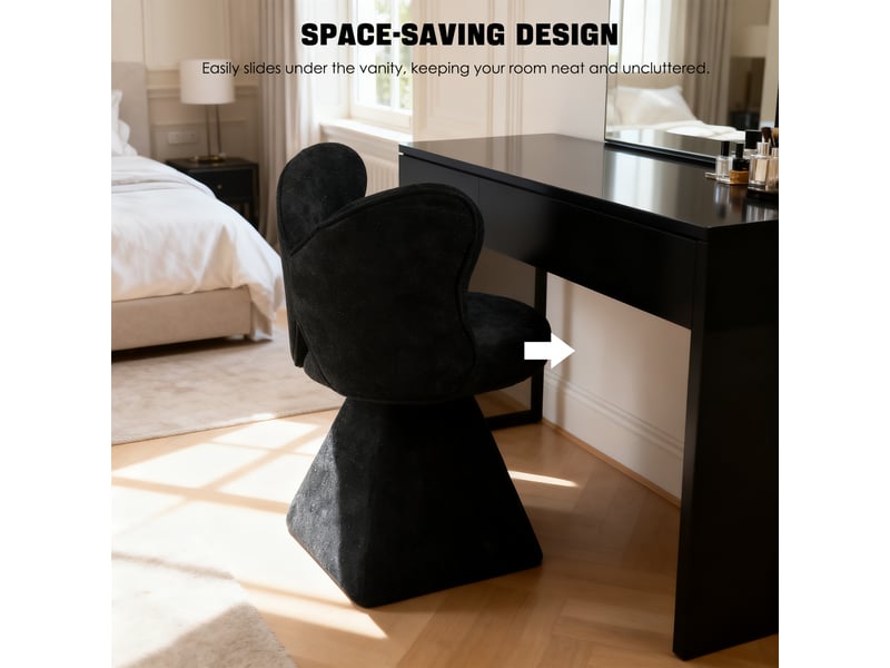 Chaise pivotante papillon, fauteuil d’appoint, chaise coiffeuse, tissu chenille, salon chambre bureau - Conforama E