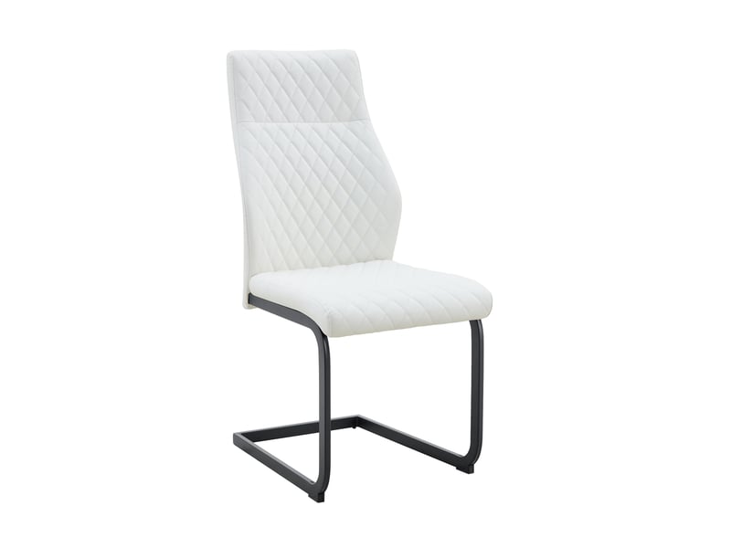  Lot de 2 chaises de salle à manger blanches et noires en similicuir pu et métal  - Conforama A