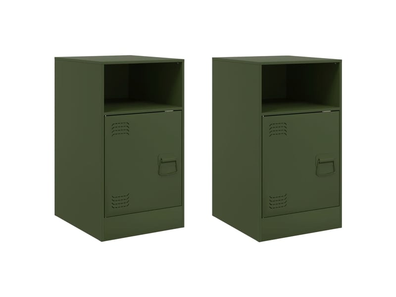 Lot de 2 tables de chevet - cabinet de chevet - table de nuit vert olive 34,5x39x62 cm acier  - Conforama A