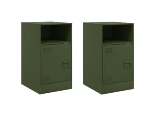 Lot de 2 tables de chevet - cabinet de chevet - table de nuit vert olive 34,5x39x62 cm acier