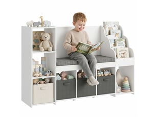 Étagère de rangement en bois pour jouets d'enfants de 3 à 8 ans, blanche