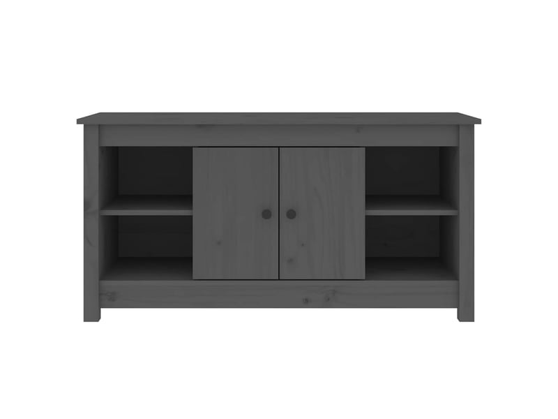  Meuble tv - banc tv - meuble de rangement gris 103x36,5x52 cm bois de pin massif  - Conforama C