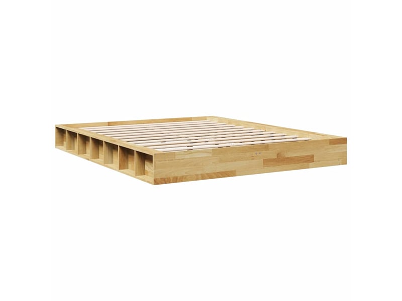  Lit double- lit adulte -  cadre de lit sans matelas 140x190 cm bois massif de chêne  - Conforama B