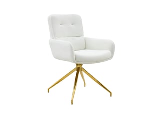 Lot de 2 chaises pivotantes européennes – design luxe léger, siège pu blanc, pieds dorés, rotation 360°, pour dîner