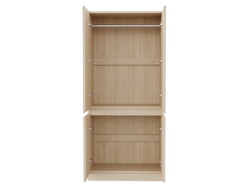  Armoire à 2 portes avec penderie et rangement bas, style moderne, pour chambre, bois naturel, 70 × 40 × 170 cm  - Conforama E
