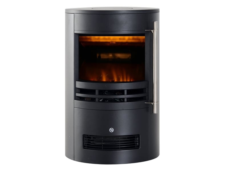  Cheminée électrique led 41 x 41 x 64,5 cm noire en métal et verre trempé, effet flamme et chauffage 9002000w  - Conforama D