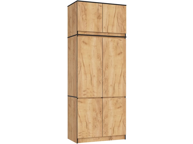  Armoire avec surmeuble s90 chêne craft 90 cm 6 portes façade chêne craft 6 étagères 90x51x235 cm  - Conforama A