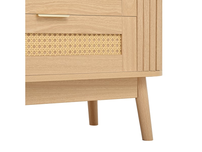  Meuble tv bas 180 cm, finition bois naturel, avec éclairage led  - Conforama E