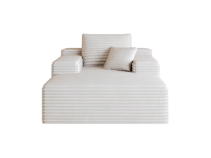 Méridienne modenvie 1 place, canapé modulaire en velours côtelé blanc, assise profonde, mousse haute élasticité, 115 x 159 x 60 cm  - Conforama A