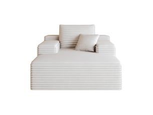 Méridienne modenvie 1 place, canapé modulaire en velours côtelé blanc, assise profonde, mousse haute élasticité, 115 x 159 x 60 cm