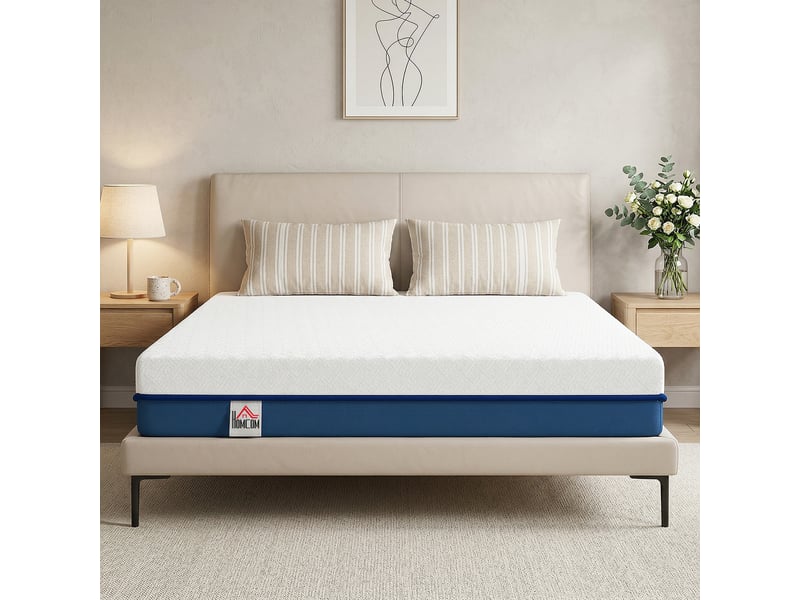  Matelas 190 x 135 cm, épaisseur 20 cm, matelas viscoélastique au thé vert, fermeté moyenne, matelas rafraîchissant avec mousse à gel  - Conforama C