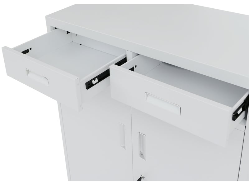  Armoire de rangement en métal avec roulettes pratiques pour bureau 116 x 90 x 40 cm en acier blanc 04_0008880  - Conforama D