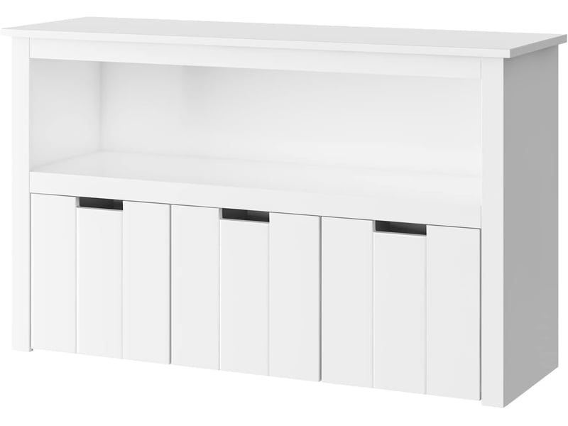  Meuble rangement jouet bibliothèque pour enfants étagère armoire de rangement avec 3 tiroirs roulants blanc 102x33x61.5cm  - Conforama A