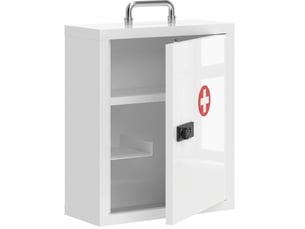Armoire à pharmacie murale 32x14x38 cm – blanche – serrure à code, rangement 3 niveaux en acier