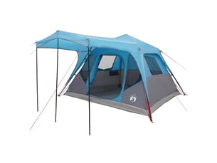 Tente de camping, tente familiale bleu 6 personnes polyester et acier