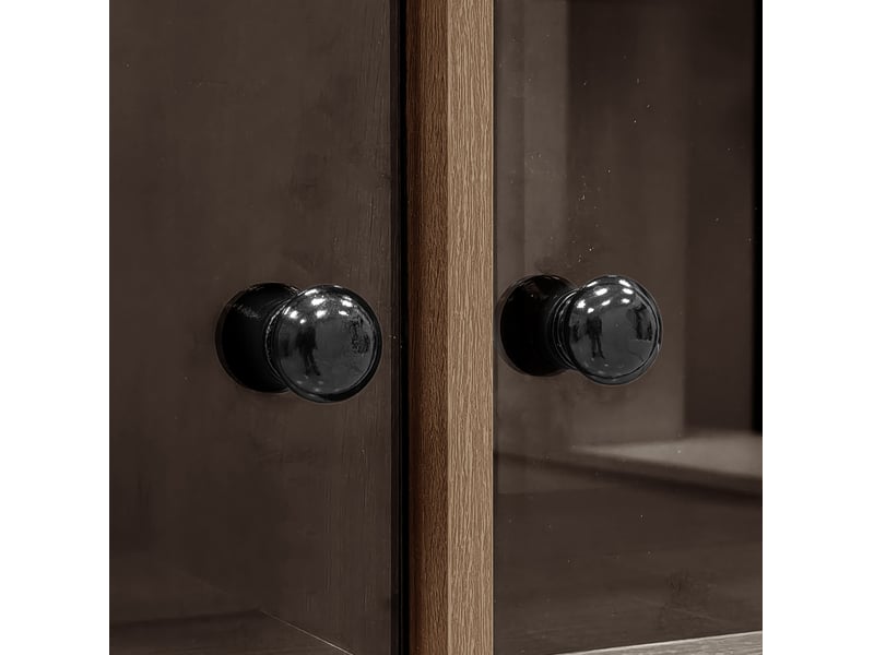  Vitrine avec façade en verre, 4 tiroirs cachés et étagères modulées, pour salon, en mdf, bois, 75,5 × 35 × 164,5 cm  - Conforama E