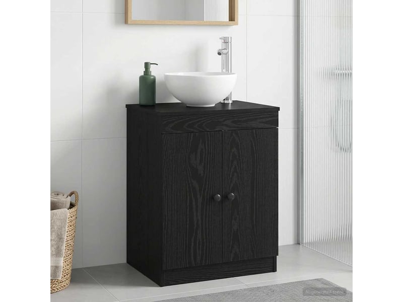  Armoire de salle de bain, meuble de rangement noir 54x41x70 cm bois d'ingénierie  - Conforama B