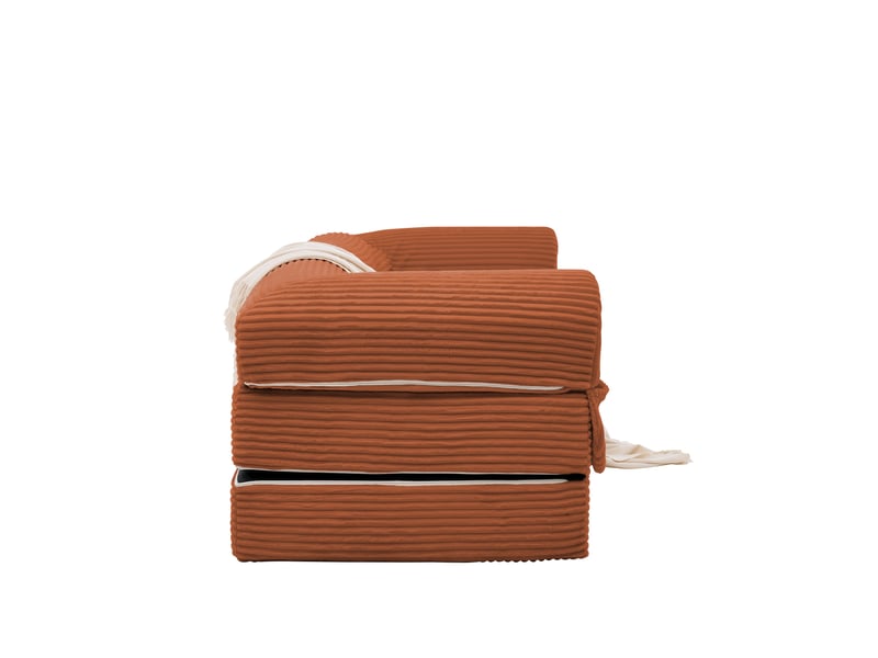  Fauteuil convertible orange 120x85x65 cm - canapé lit compact avec coussin et tissu côtelé pour salon  - Conforama R