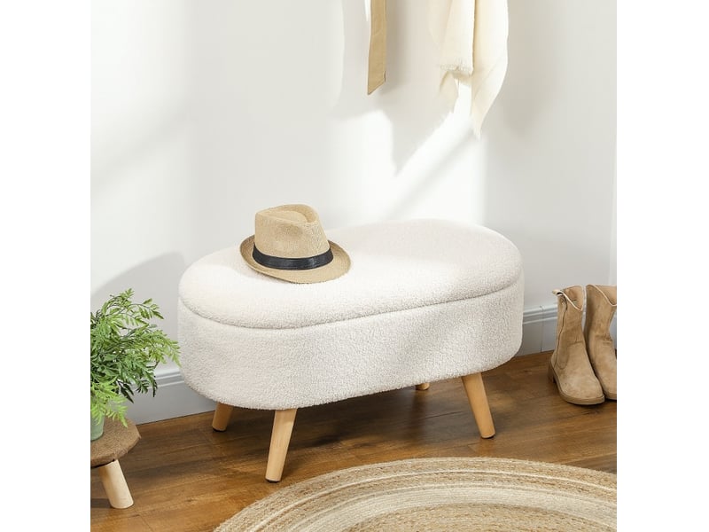  Banc de rangement tcqpz avec couvercle 82 x 41 x 45 cm polyester blanc  - Conforama B