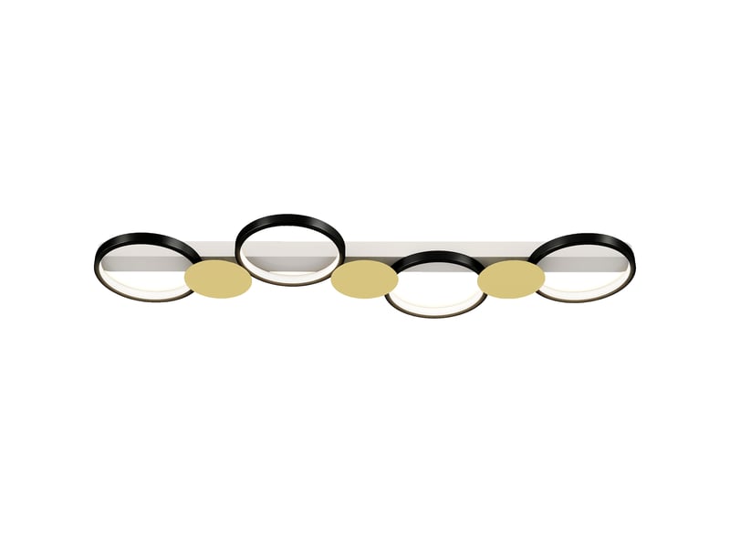 Plafonnier led noir et doré 38 w 1500 lm avec télécommande, lumière réglable 3000 à 6500 k pour grand salon - Conforama A