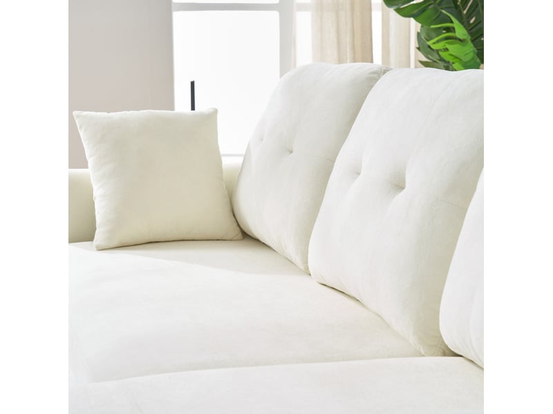  Canapé d’angle convertible 4 places avec rangement 266x130x85 cm beige  - Conforama D