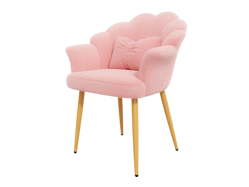  Lot de 2 fauteuils de salle à manger en tissu bouclette rose, 64x65,5x85 cm  - Conforama R