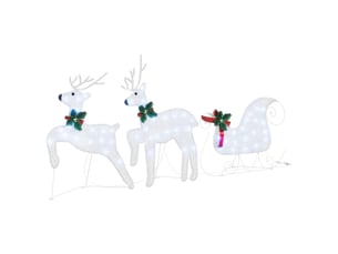 Lot de 3 rennes led, éclairage de noël, décoration de noël blanc froid 43 x 18 x 66 cm tissu cf62083