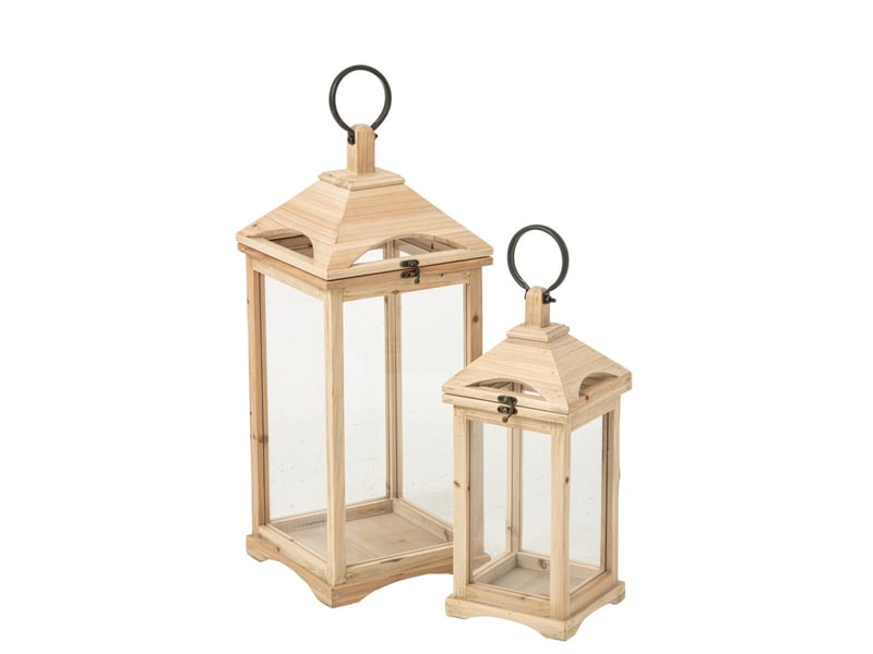  Lanterne en bois chamonix 61cm naturel  - Conforama C