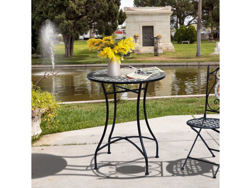  Table de jardin et d'extérieur en métal noir et céramique  - Conforama C