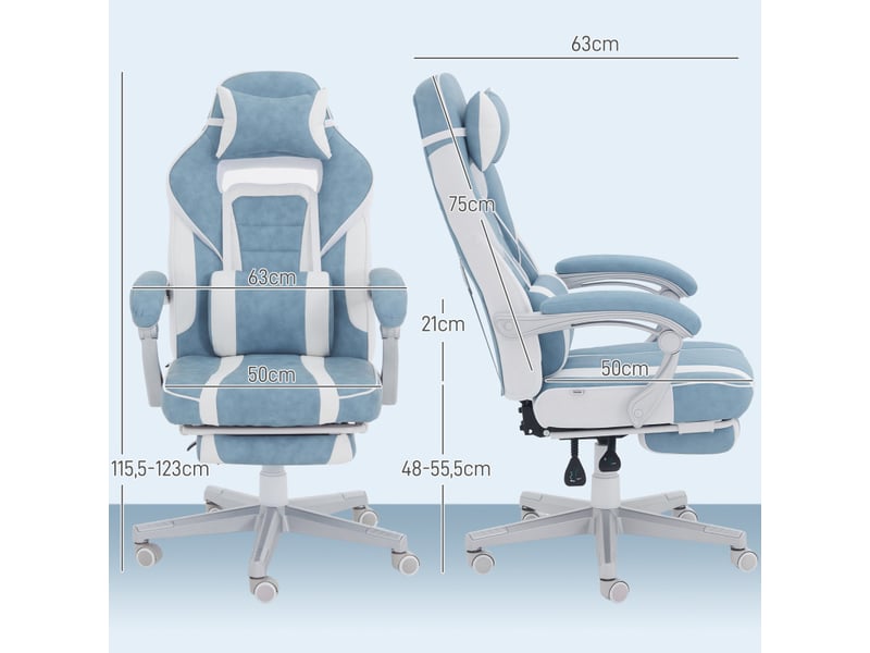  Chaise gaming envesaot fauteuil ergonomique repose-pieds bleu  - Conforama C