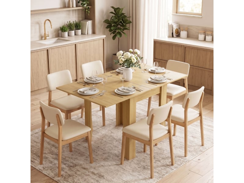  Table extensible pour 4 à 6 personnes avec plateau pliant, style moderne, pour cuisine et salle à manger  - Conforama B