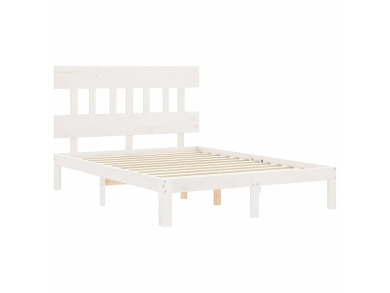  Lit double- lit adulte -  cadre de lit sans matelas blanc 140x200 cm bois de pin massif  - Conforama D
