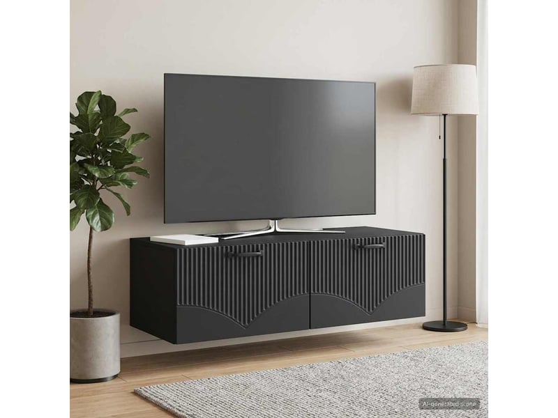  Meuble tv - banc tv - meuble de rangement mural noir 98 x 41 x 30 cm bois d'ingénierie  - Conforama D