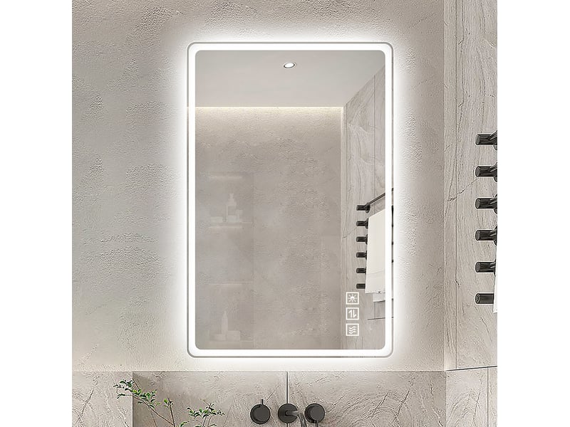  Miroir de salle de bains led 100x60 cm sans cadre argenté  - Conforama B