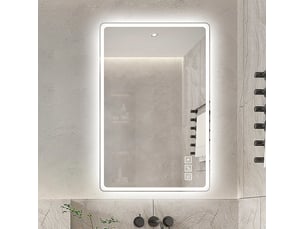 Miroir rectangulaire de salle de bain coloris argenté <strong>DESMIU</strong>  <strong></strong> - 100 cm x 60 cm