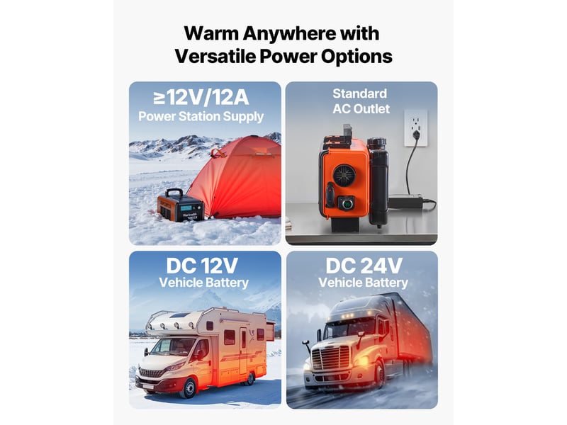  Vevor chauffage diesel portable 8 kw 4,5 l réchauffeur de stationnement XMZ-HTB1 - Conforama E