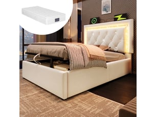 Lit coffre 90x200 cm SOGEU   coloris beige