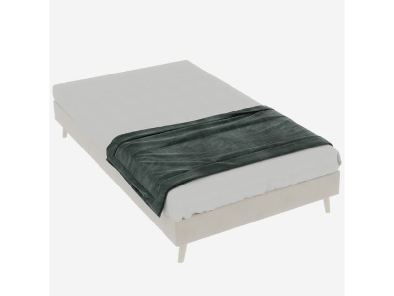 Lit enfant 90x200 cm, sans tête de lit, en tissu et métal, beige, sans matelas - Conforama D